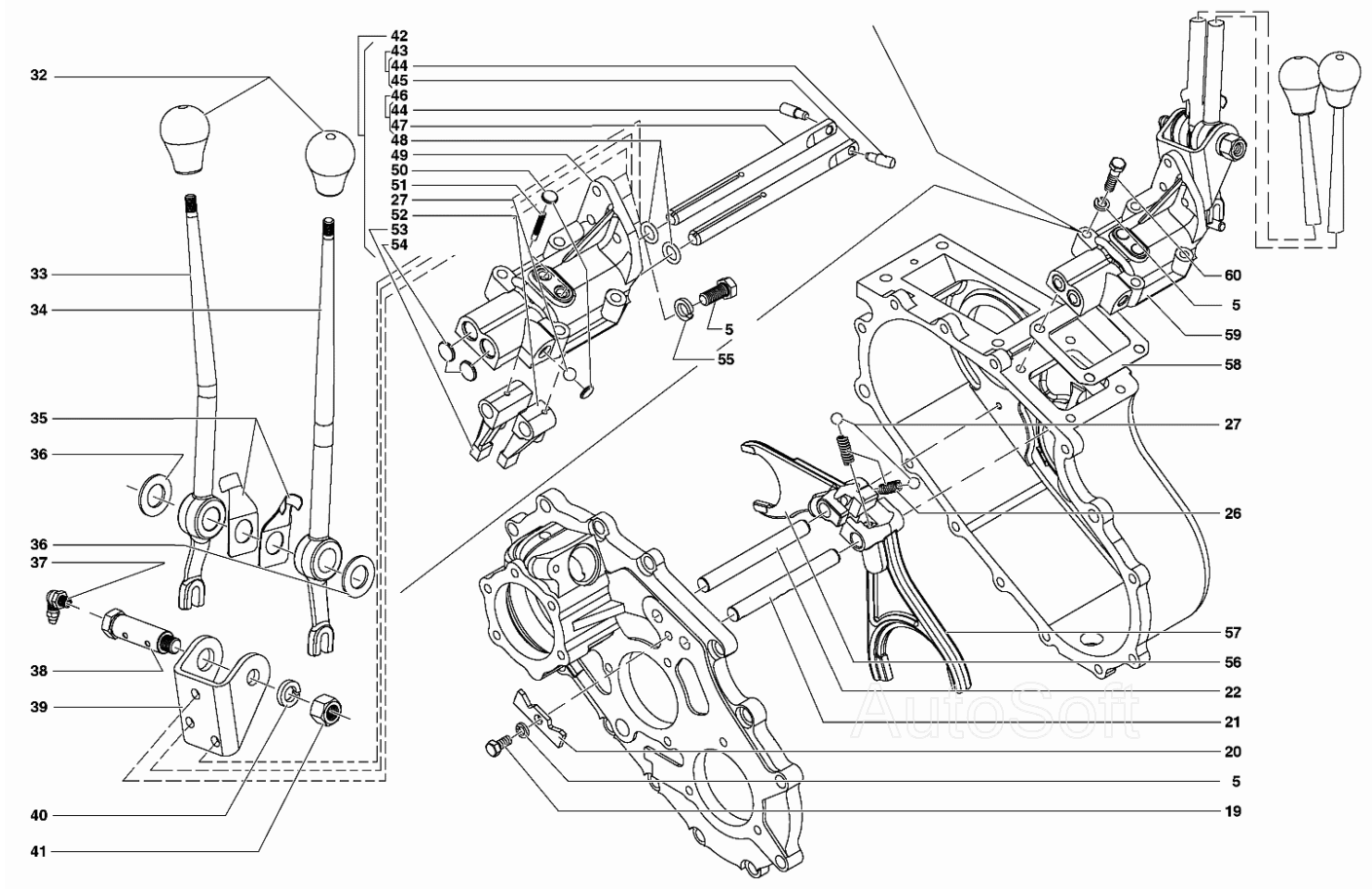 Механизм переключения передач раздаточной коробки УАЗ 469